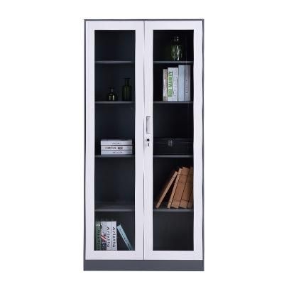 Metal File Cabinet Glass Double Door Iron Steel File Cabinets 4 Shelves