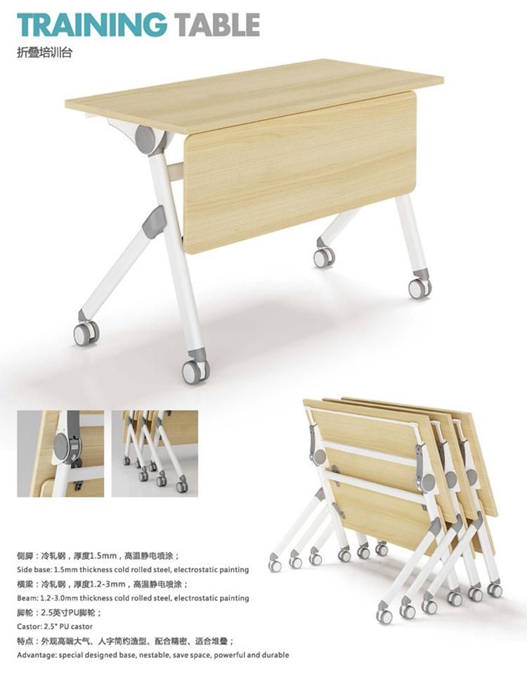 Low Price Modern Training Room Tables Panel Top Metal Support Folding Training Table