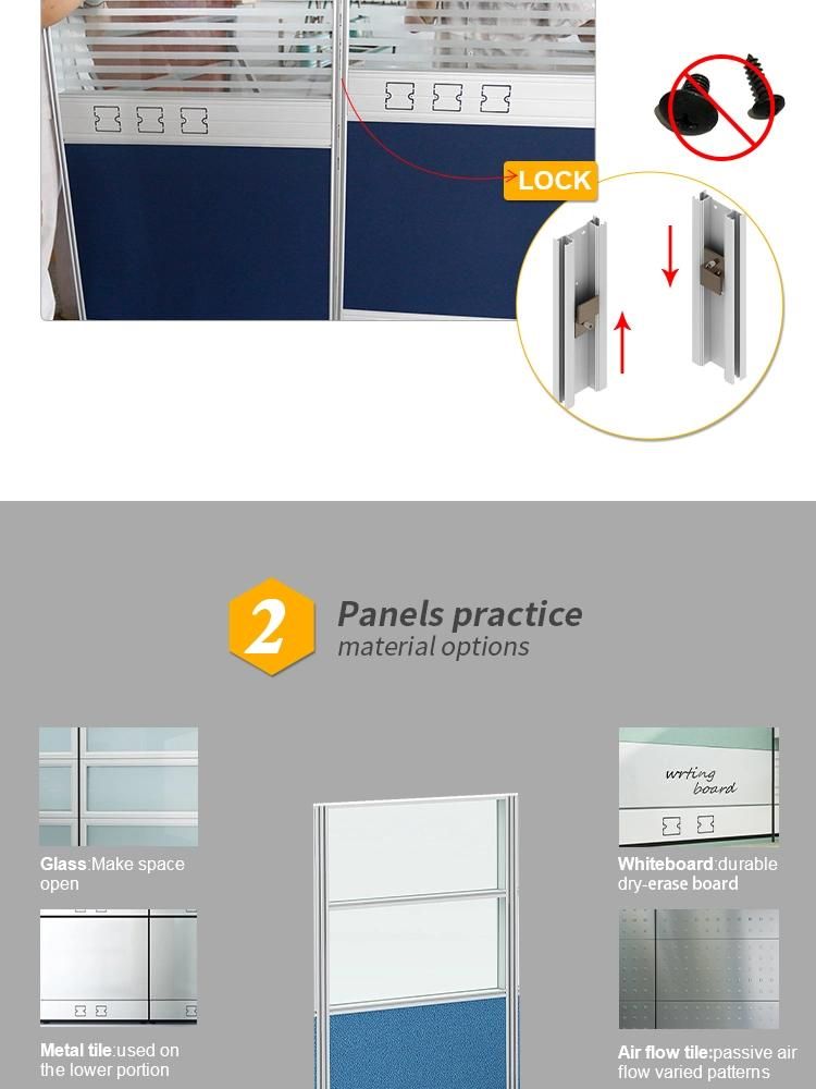 High Quality Aluminum Profile Partition Design Standard Size Small Office Cubicle Workstation