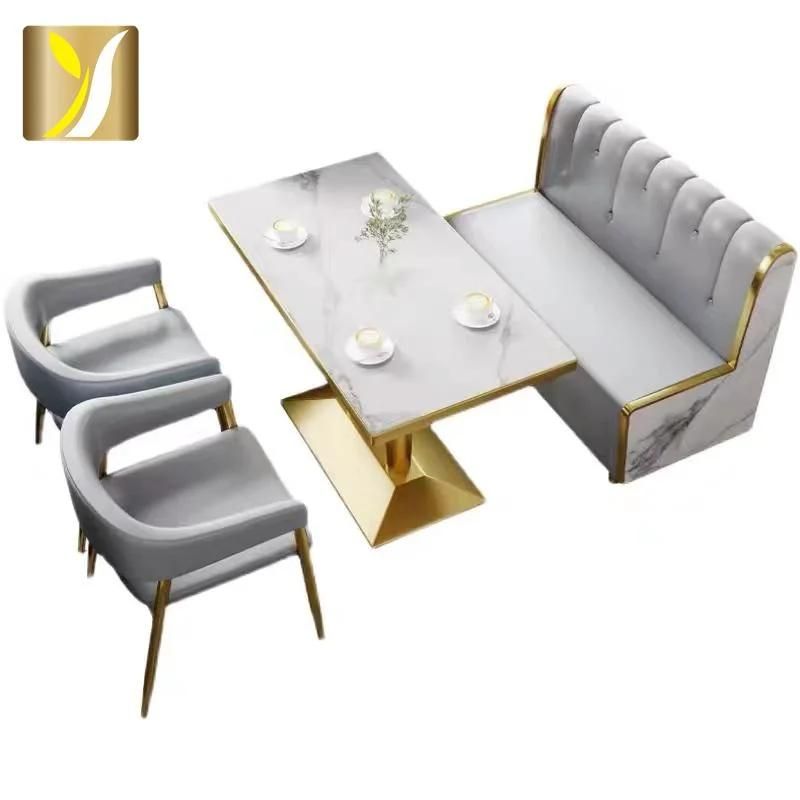 Modern Design Hotel Home Furniture Gold Marble Stainless Steel Dining Table