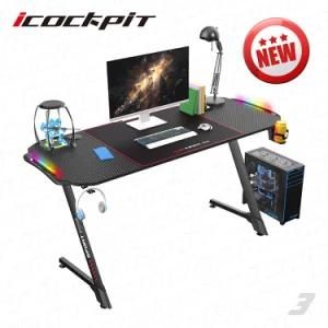 Icockpit Custom LED Office Gaming Table PC Desk PC Computer Gaming RGB Light Desk