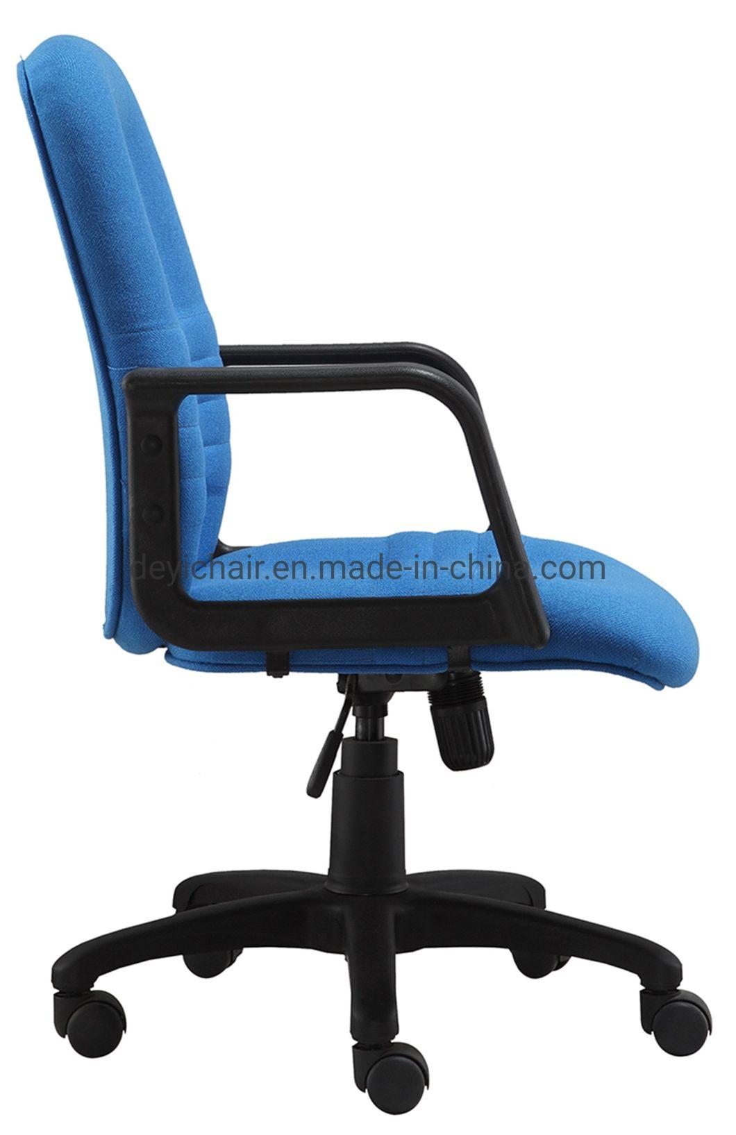 Simple Tilting Mechanism Medium Back 300mm Nylon Base with PP Armrest Blue Color Office Chair