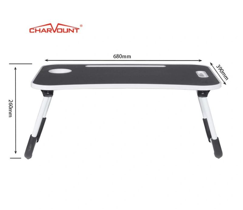 Folding Bed Table Laptop Desk with Pad and Cup Holder Adjustable Lap