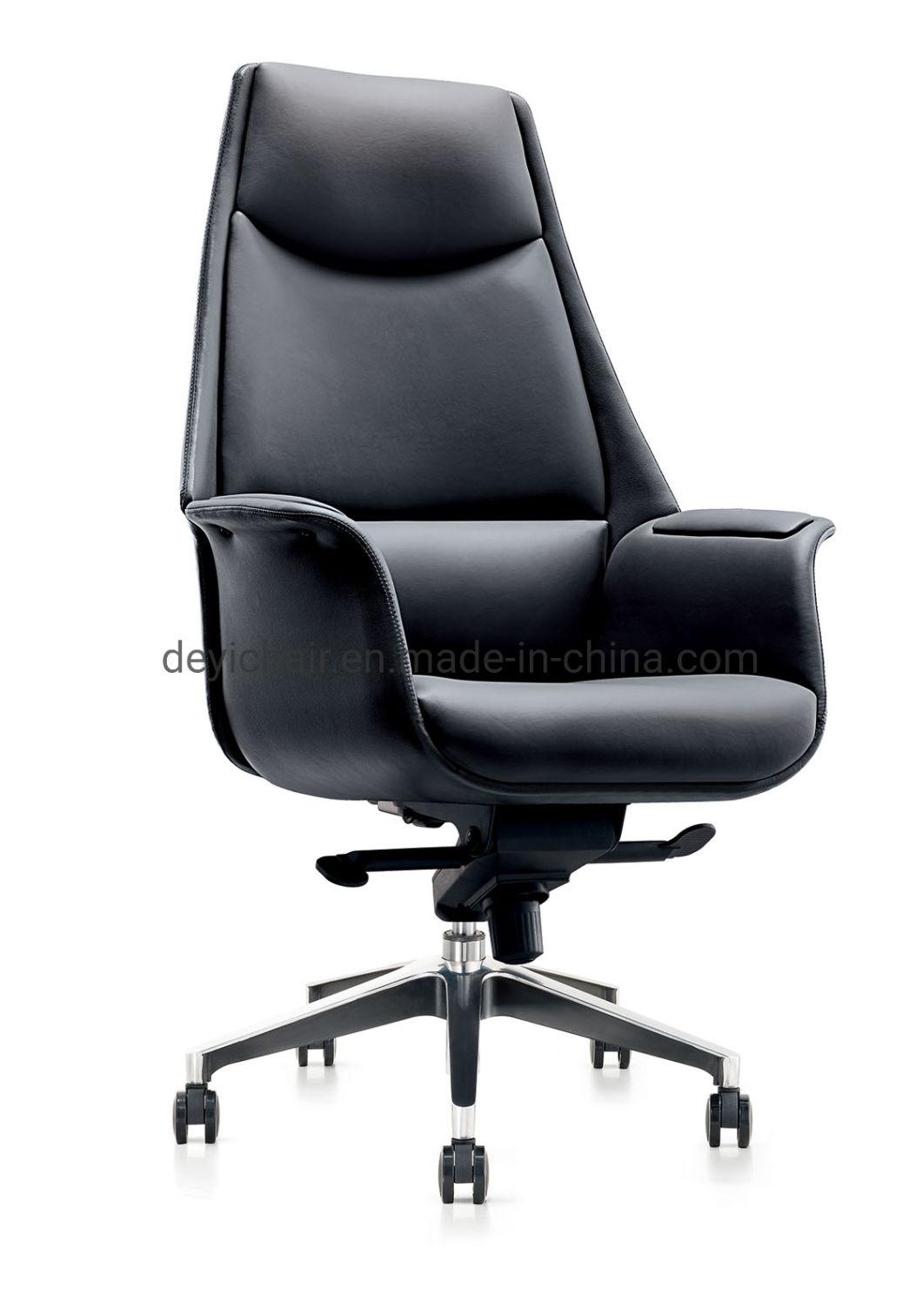 350mm Aluminum Base Black PU Castor Chromed Gas Lift PU / Leather Upholstery for Seat and Back Executive Chair