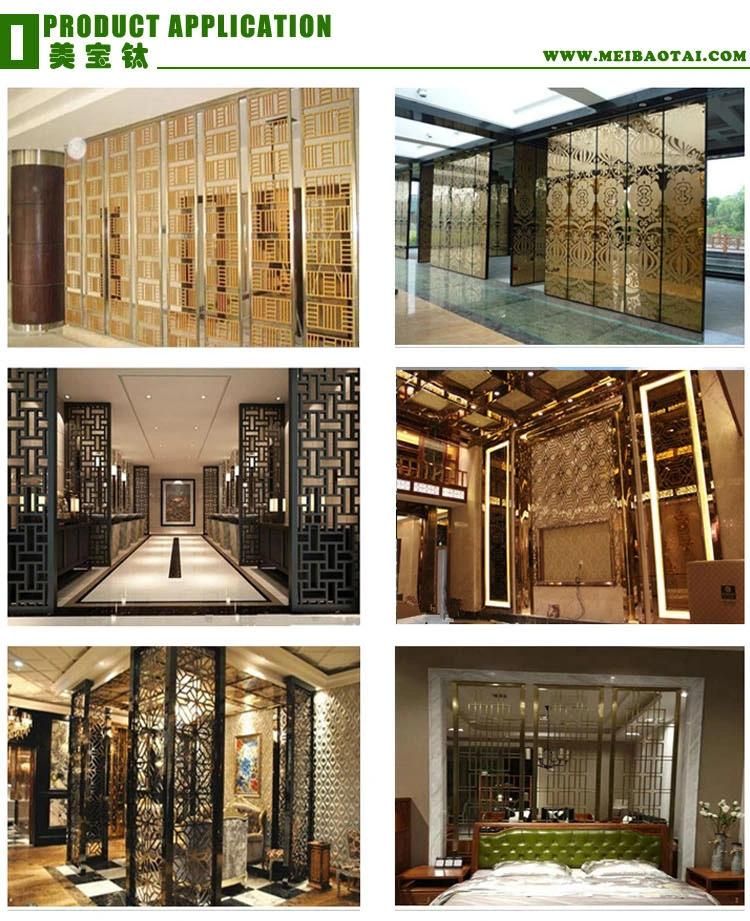Great Value Customerized Size Decoration Partition PVD Golden Brush Design 3mm Thickness 304 Stainless Steel Partition