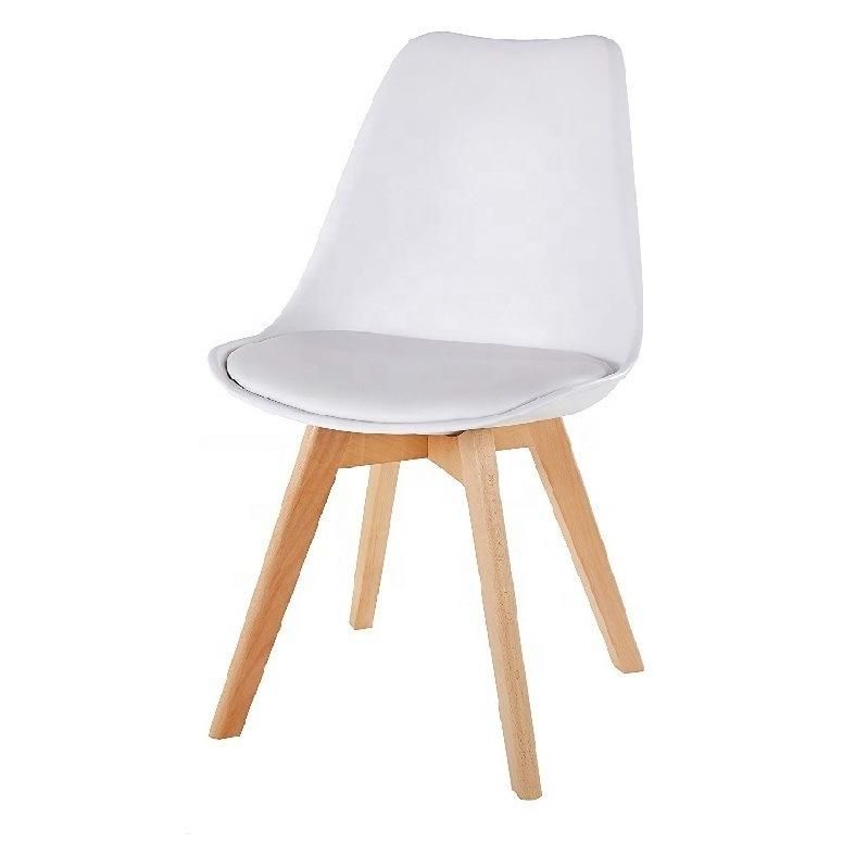 Home Furniture Dining Room Tulip Chairs with Natural Wood Leg and PP Seat Plastic Dining Chairs Nordic Chair