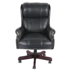 American Wood Furniture for Office with Grain Leather Upholstered and Armrests