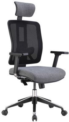 350mm Aluminum Base PU Castor Class 4 Gas Lift Sychronize Mechanism with Adjustable Arms and Headrest Chair