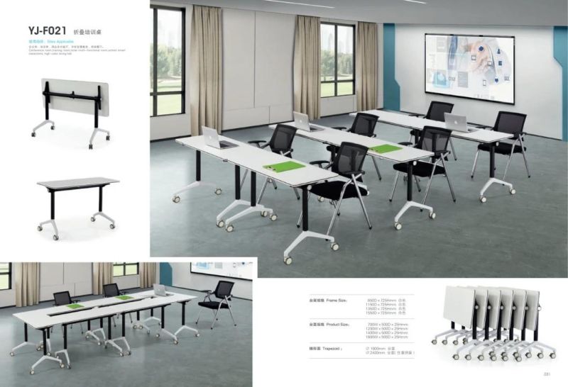 Folding Standing Movable Stackable Sliding Meeting Scool Room Computer Study Office Table Training Desk