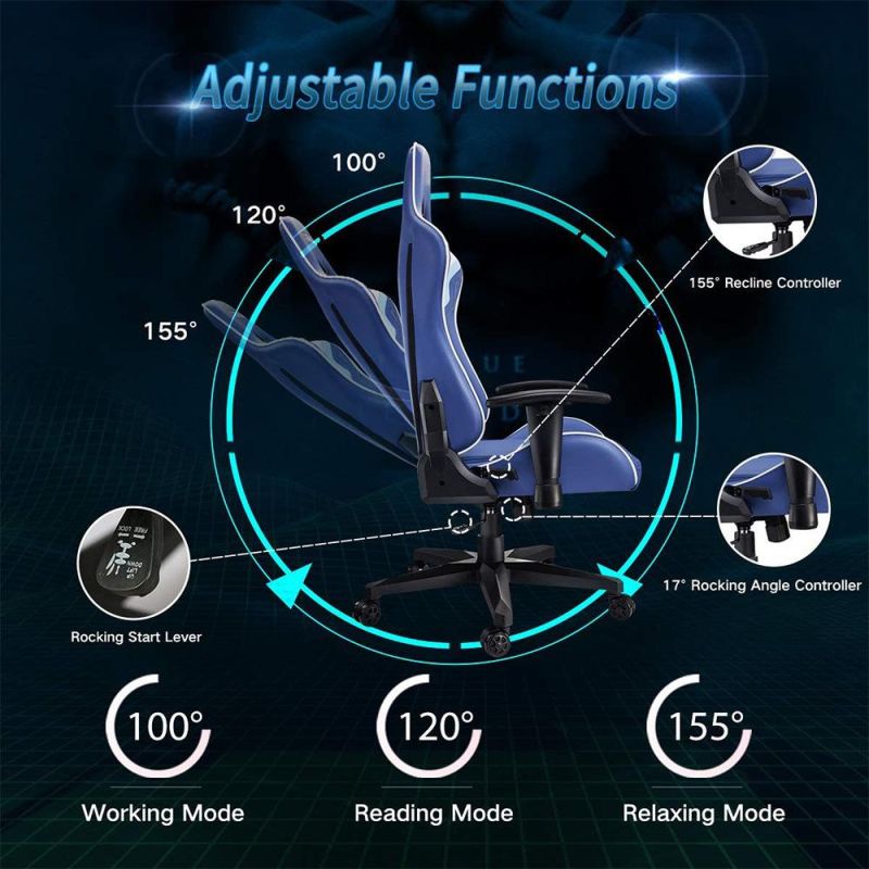 Gaming Chair 360 Swivel Adjustable Racing Chair with Footrest