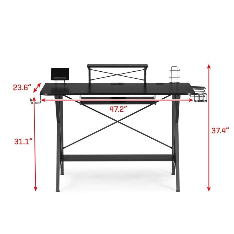 47" Gamer Desk with PC Stand Shelf and USB Port