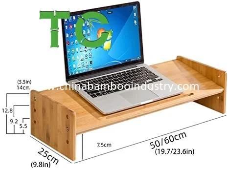 Adjustable Bamboo Laptop Stand Monitor Stand Riser Desk Organizer Desktop Bookshelf Printer Stand