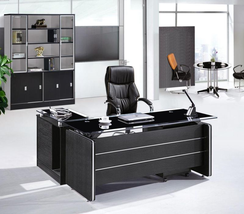Unique Design Glass Top Boss Manager Executive Office Desk