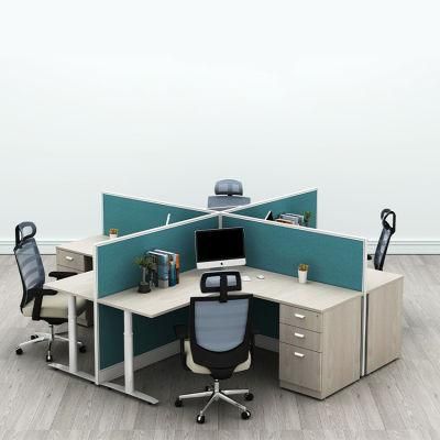 Modular 4 Seater Office Workstation Fabric Material Aluminum Partition