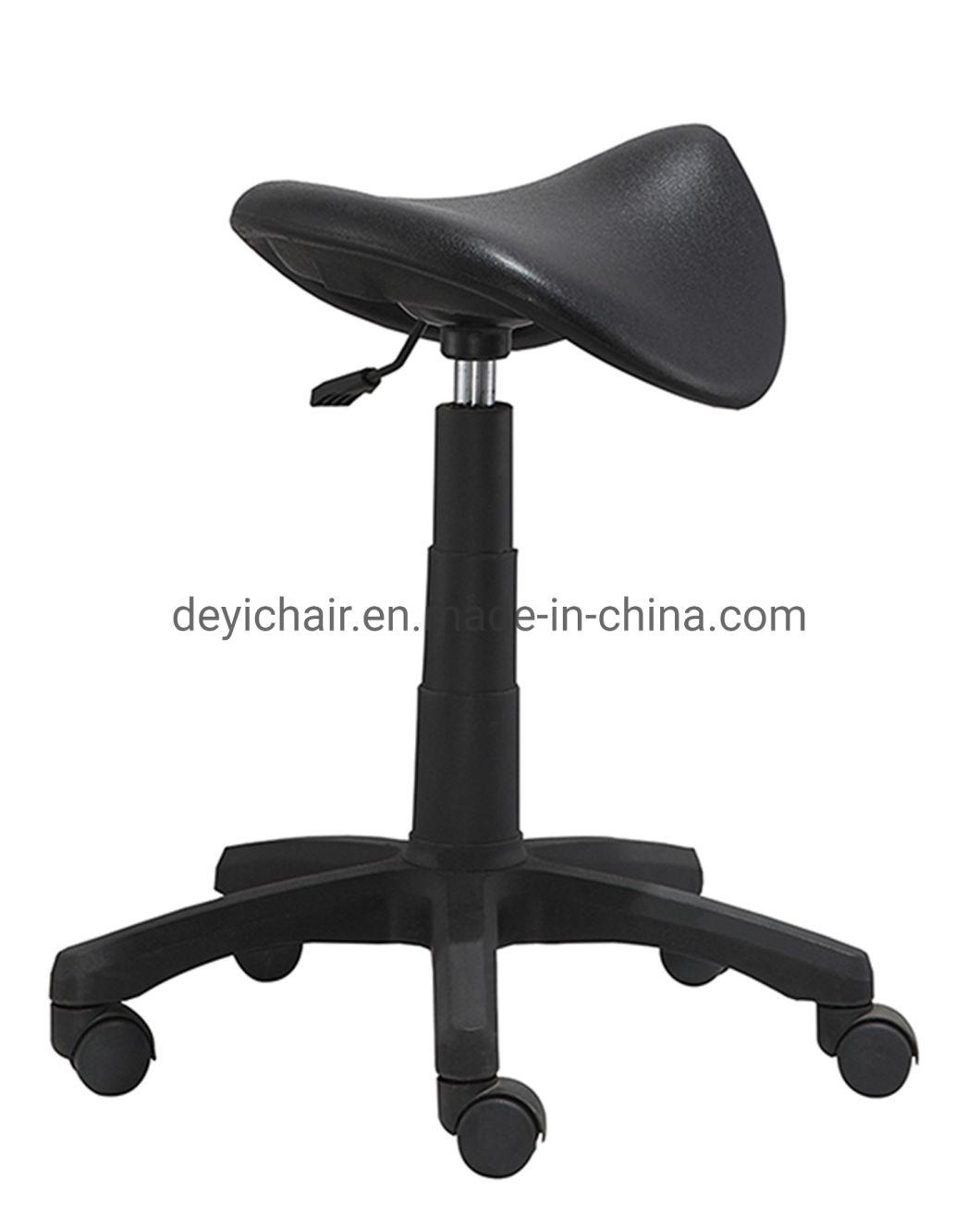 Simple Mechanism 280mm Nylon Base with Nylon Caster 140mm Gaslift Black Color Plastic Saddle Chair