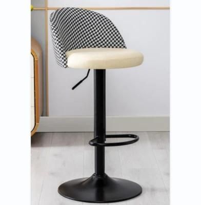 High Back Leisure Bar Stool Lounge Bar Chair with Round Base