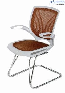 White Mesh Plastic Meeting Waiting Visitor Chair