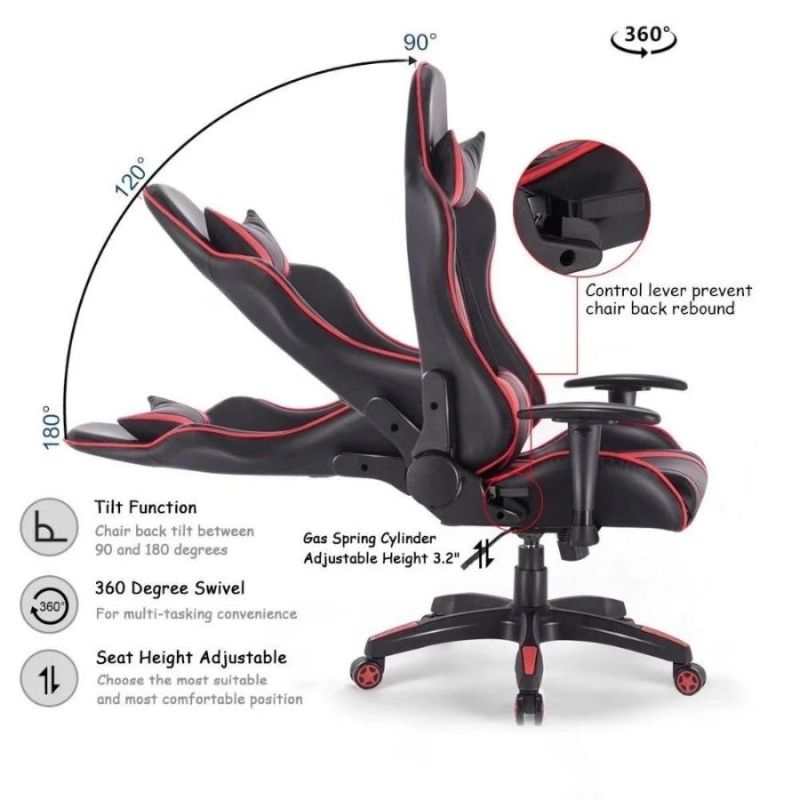 Professional Leather Swivel Gaming Chair with Neck and Lumbar Support