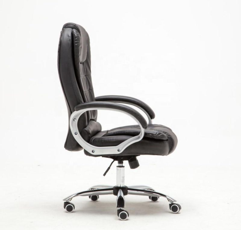 Adjustable Height Leather Reclining Swivel Office Chair with High Back