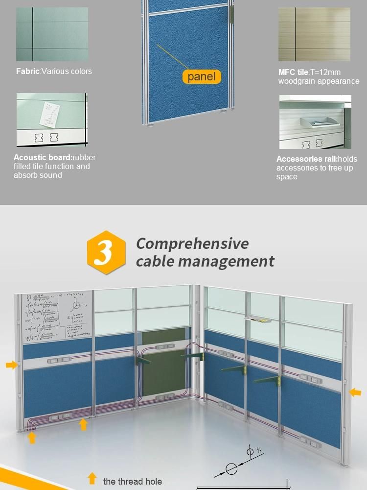 High Quality Aluminum Profile Partition Design Standard Size Small Office Cubicle Workstation