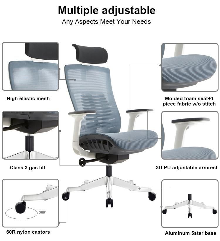 Modern Design Office Furniture Ergonomic Height Adjustable Mesh Chair Executive Office Chair with Lumbar Support