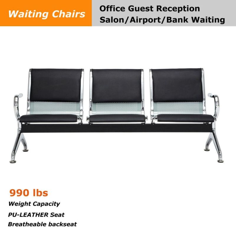 Silver 3 Seater Waiting Chair for Hospital