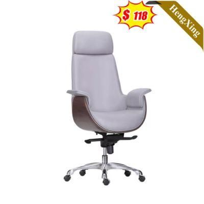 Luxury High Back Gray Color Chairs with Wheels Modern Office Furniture PU Leather Chair