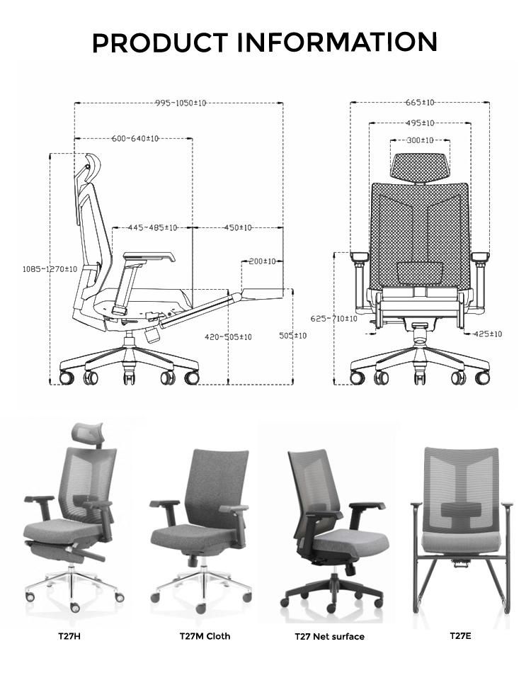 OEM Office Chairs China 3D Adjustable Nylon Armrest Mesh Chair