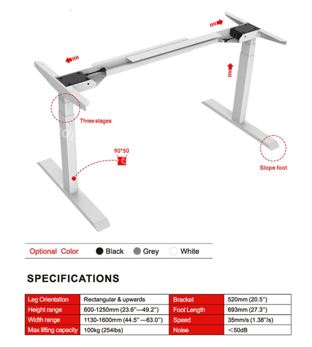 Dual Motors Three Stages Ergonomic Electric Height Adjustable Standing Table