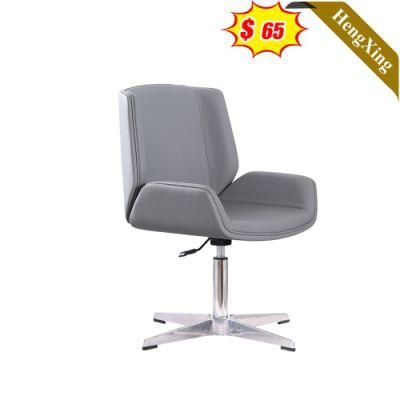 Simple Design Furniture Office Chairs with Metal Stainless Steel Legs Gray PU Leather Swivel Lounge Leisure Chair