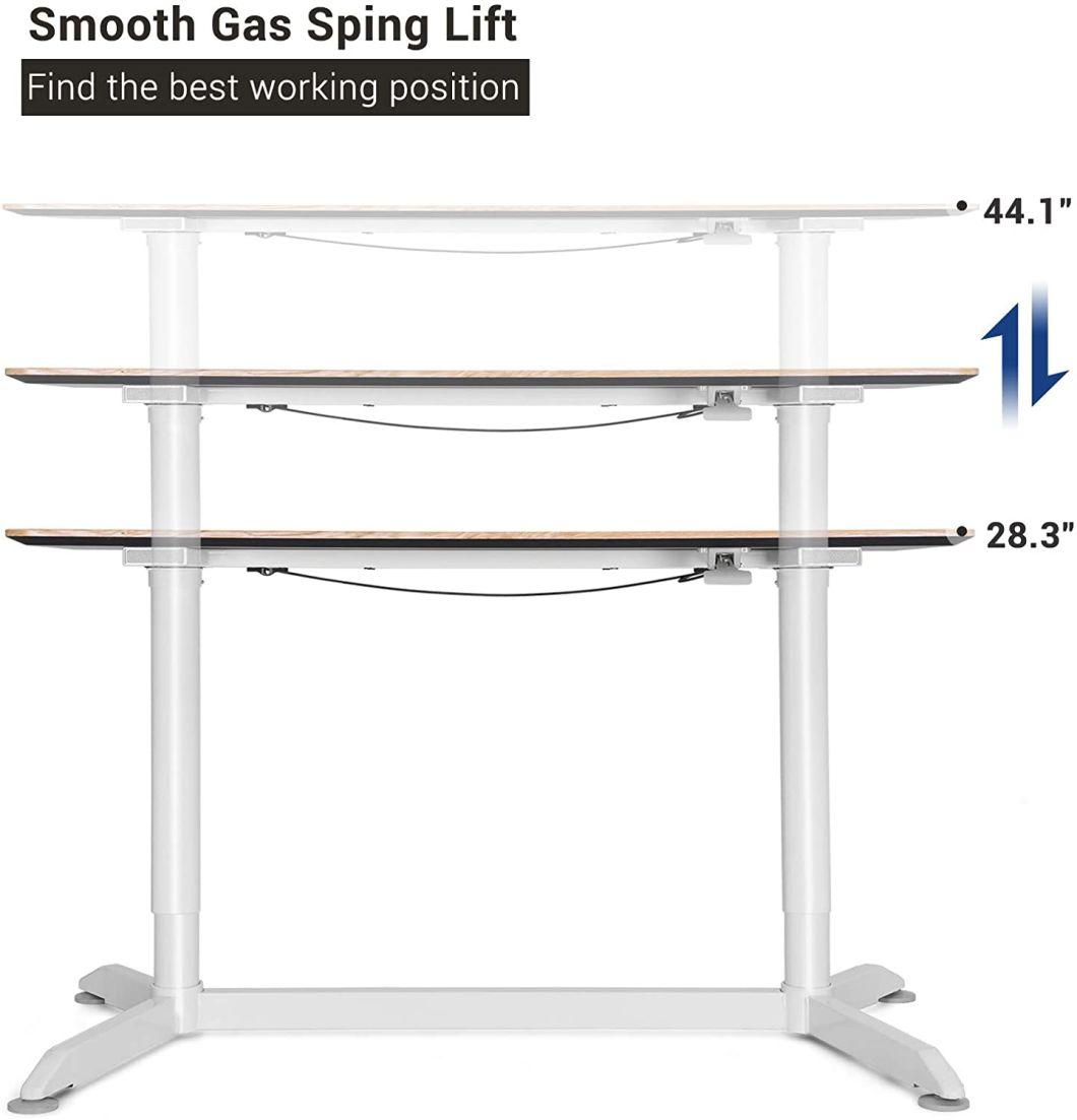 Two Legs Ergonomic Gas Lift Standing Pneumatic Height Adjustable Office Desk Working Table