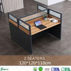 Office Table Design Modern Sand Glass Screen Office Partition Round Desk Workstation for 4 People (AP-I02)