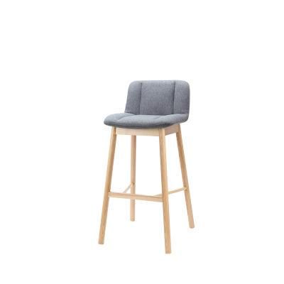 High Bar Stool Fabric Seat Ash Leg Outdoor Home Bar Chair Bar Stool