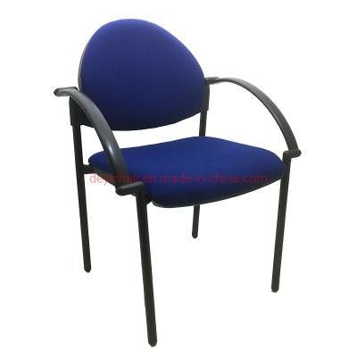 Fixed PP Arms Black Coated Finished 4 Legs Frame Fabric Upholstery for Seat and Back Stacking Visitor Chair