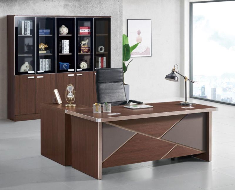 Luxury Aluminium Edge Office Furniture L Shaped Wooden Executive Desk