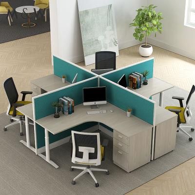 Aluminum Partition Modular 4 Person Seater L Shape Office Cubicle Workstation