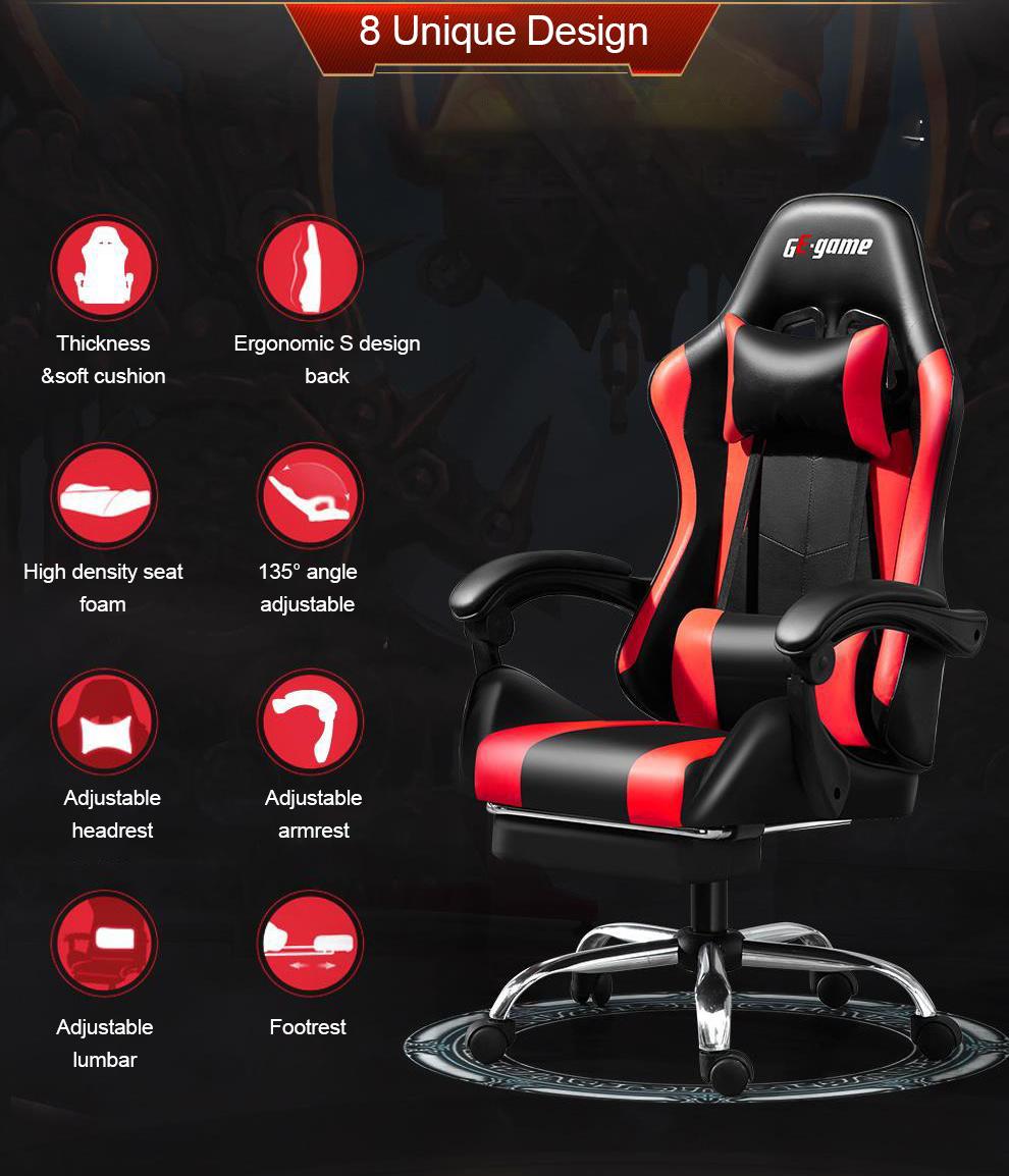 PC Silla Gamer Chair PU Leather Gaming Chair with Footrest