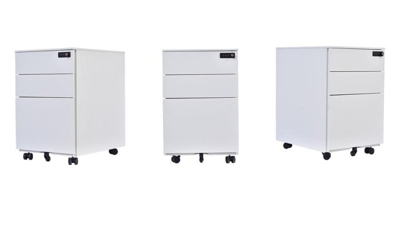 Steel Office 3 Drawer Mobile Pedestal Cabinet 5 Casters