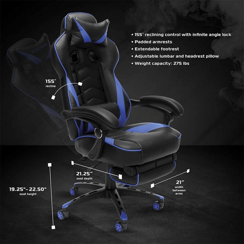 Black Factory Wholesale High Back Adjustable Leather Ergonomic Racing Game Chair