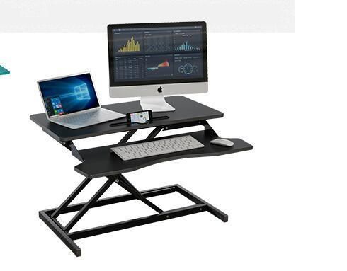 Desk Converter, Height Adjustable Riser, Sit to Stand Dual Monitor and Laptop Workstation with Wide Keyboard Tray