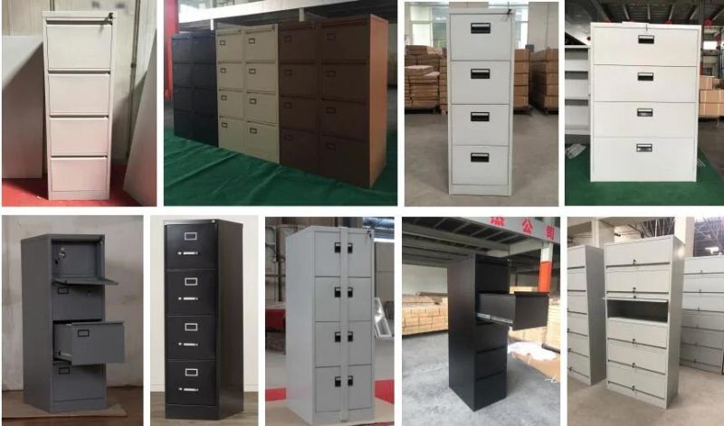 Light Grey Filing Cabinet with Black Handles