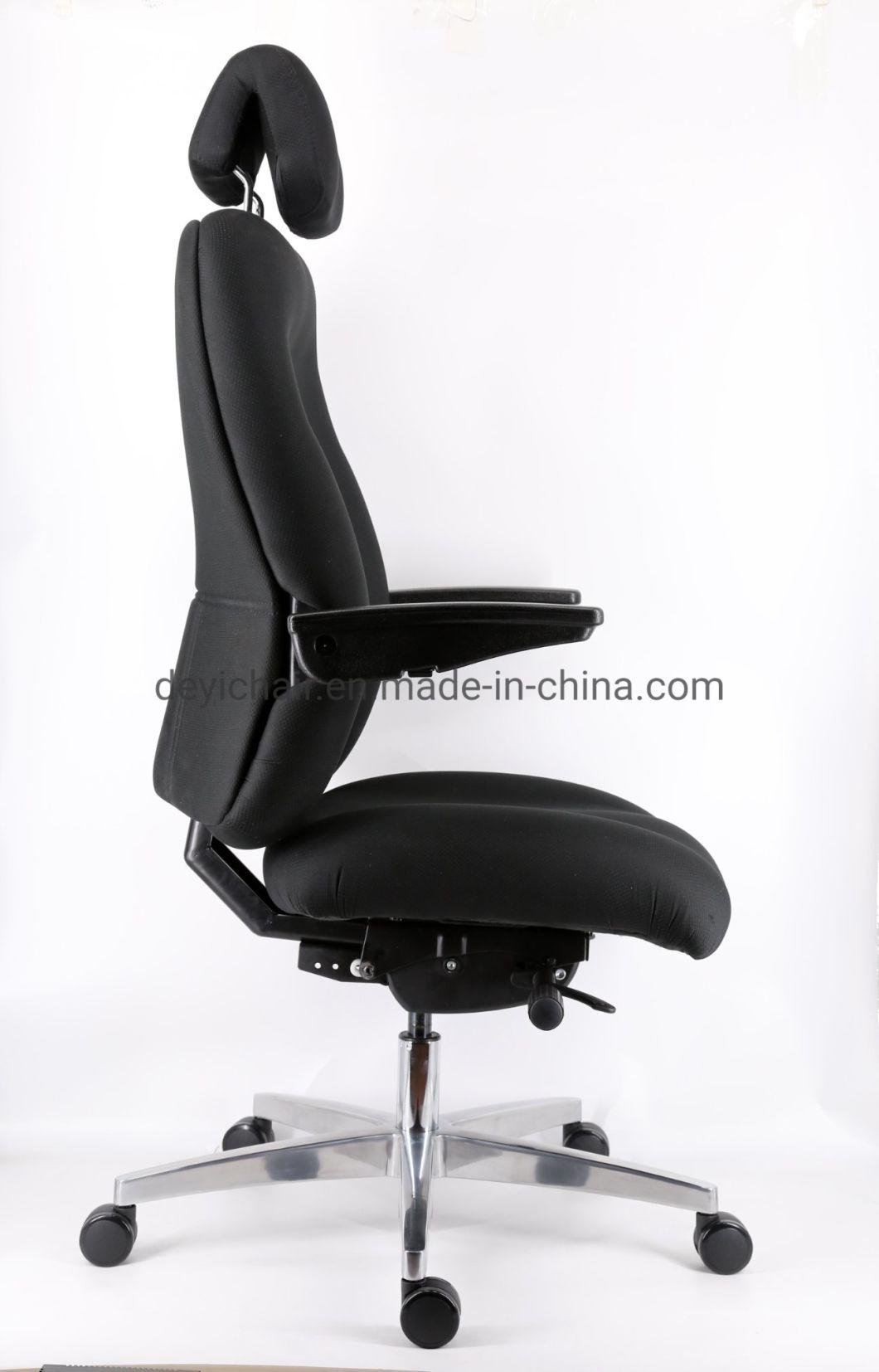 Synchronize Mechanism with Seat Slider D350 Aluminium Base PU Castors DIN 4550 Class 4 Chrome Gas Lift Angel Adjustment Arms with Headrest Office Chair