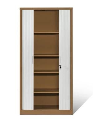 Tall Office Cupboard Knock-Down Roller Shutter Door Cabinet with Shelves