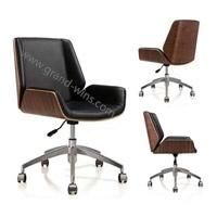 Walnut Wood Aluminum Base Eame Conference Meeting Executive Office Chair