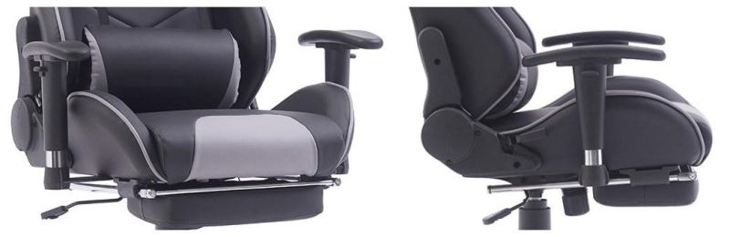 White Adjustable Height Reclining Gaming Chair with Footrest