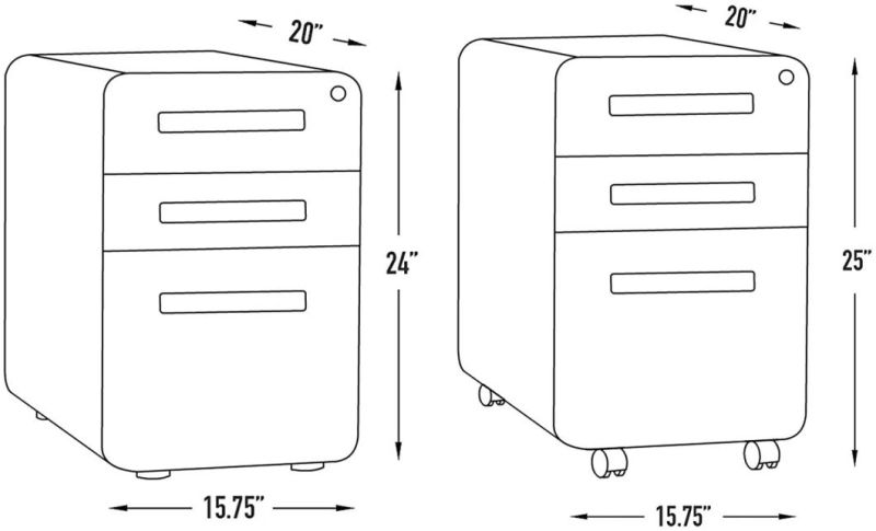 Pft 3-Drawer Mobile File Cabinet, Commercial-Grade, Pre-Assembled (Dark Grey)