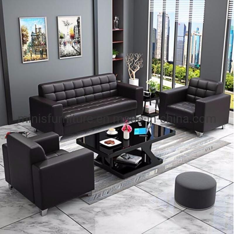 (M-SF22) Home/Modern Commerical Office Furniture Leather Sofa with Coffee Table