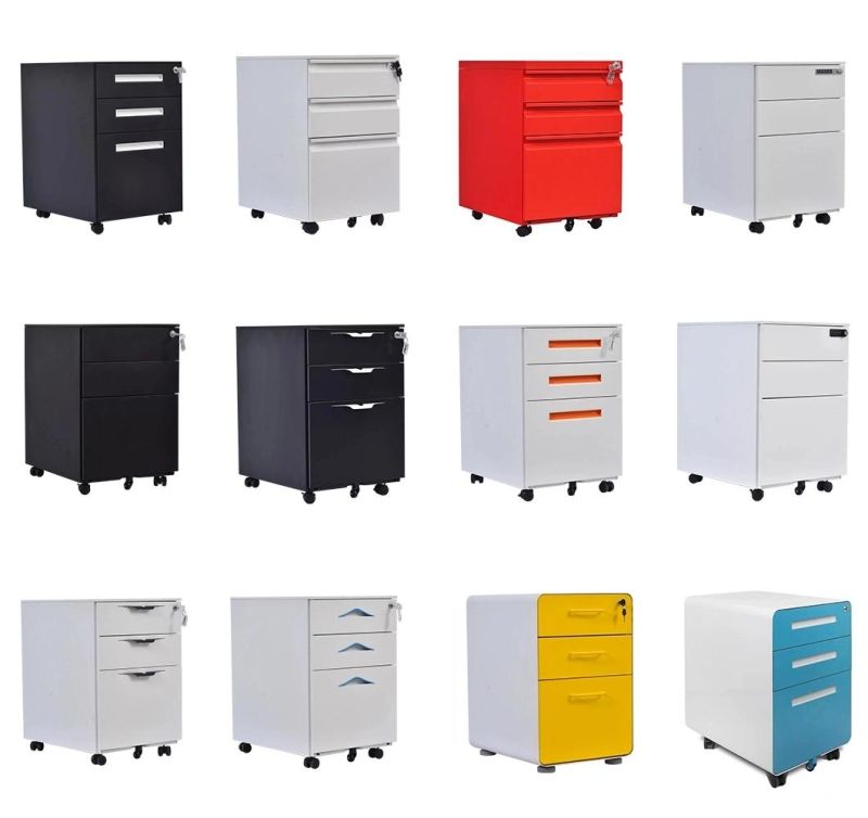 3 Drawer Mobile Pedestal File Cabinet Steel Storage Cabinet