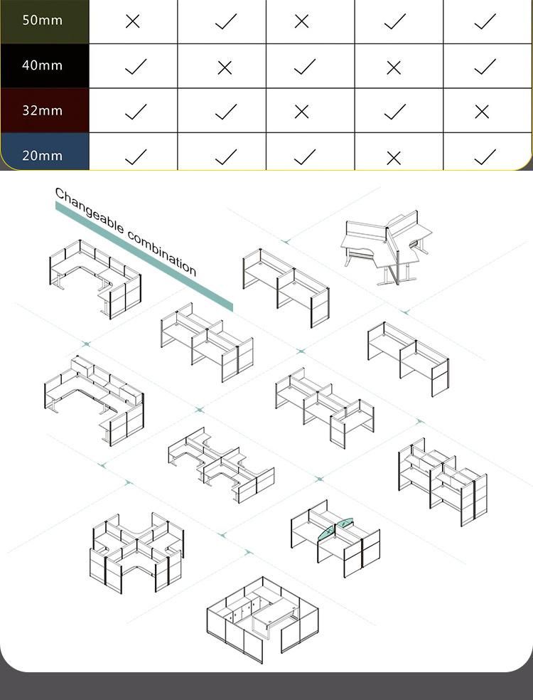 Aluminium Partition 8 Person Small Workstation for Call Centers