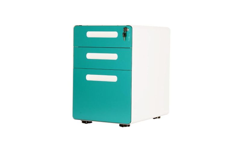 Round Edge 3 Drawer Mobile Pedestal Steel File Cabinet